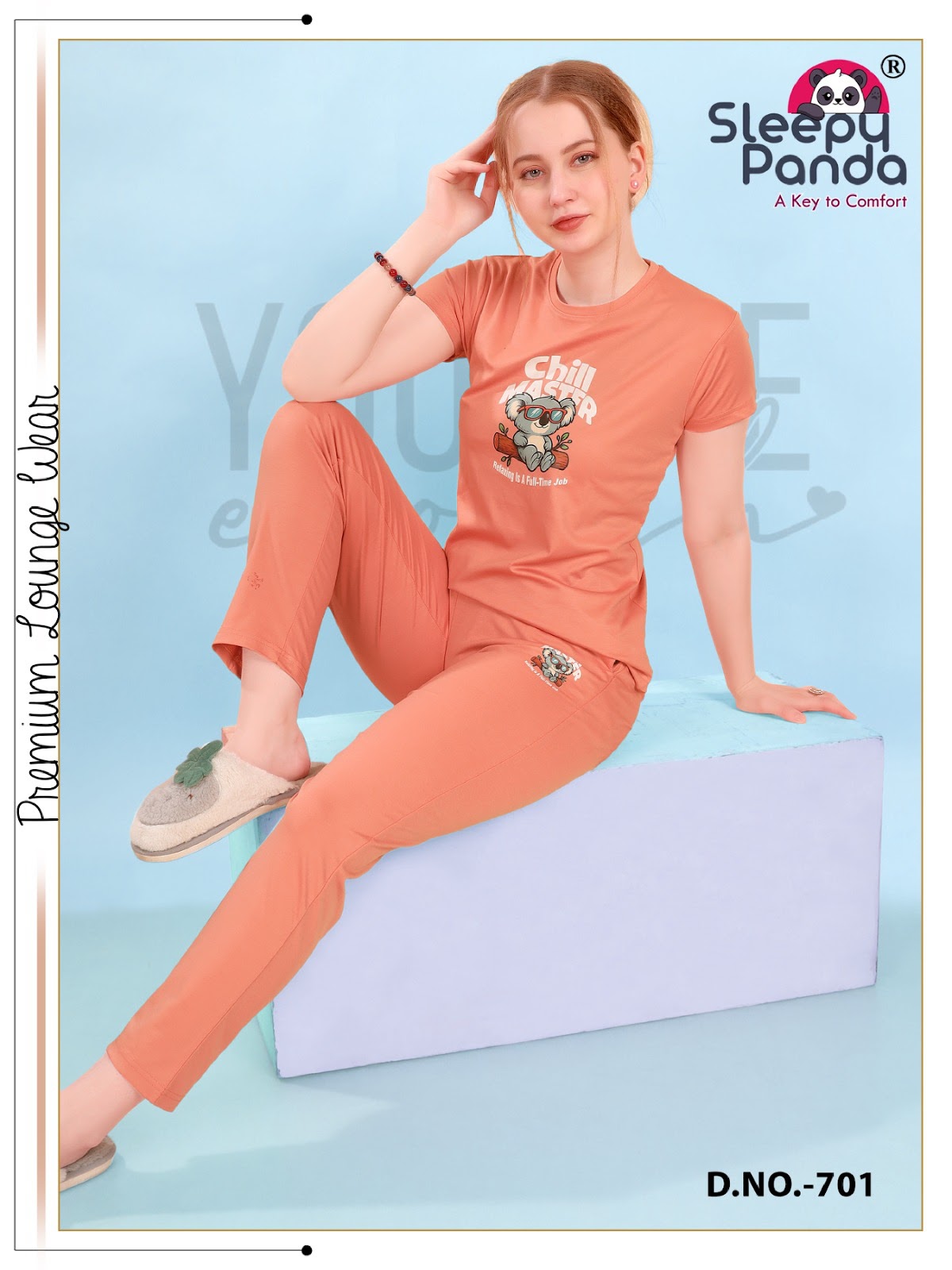 701 Elvy Sleepy Panda Tencil Lycra Co Ord Set Wholesale Price