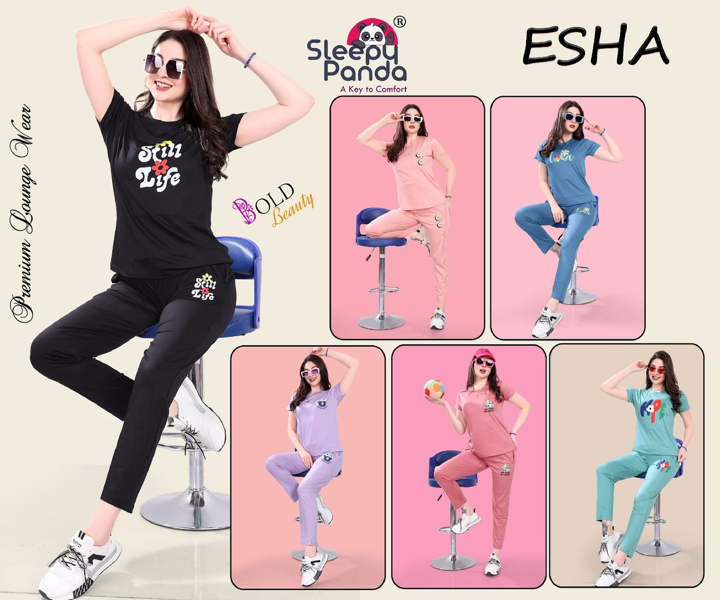 701 Esha Sleepy Panda Tencil Pyjama Night Suits Supplier Ahmedabad