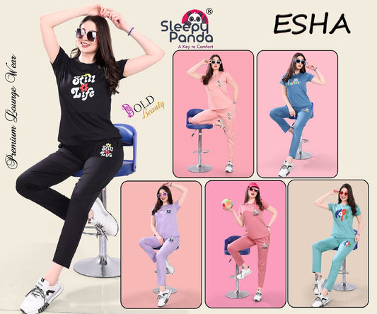 701 Esha Sleepy Panda Tencil Pyjama Night Suits Supplier Ahmedabad