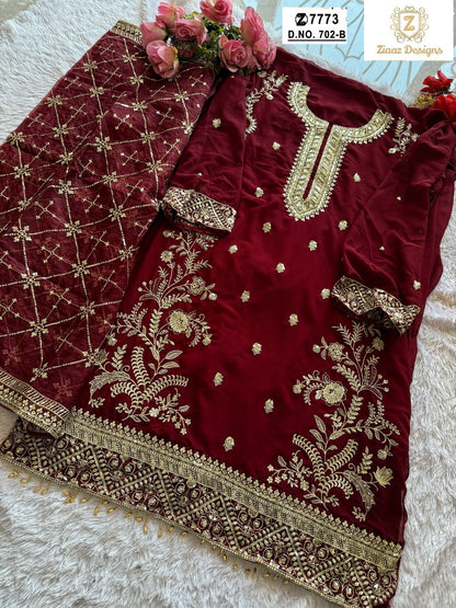 702Ab Ziaaz Designs Georgette Pakistani Salwar Suits Wholesale Rate