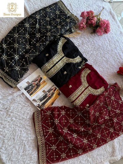 702Ab Ziaaz Designs Georgette Pakistani Salwar Suits Wholesale Rate