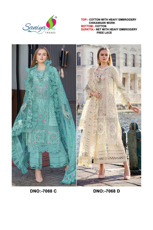 7068 Saniya Trendz Cotton Pakistani Salwar Suits Exporter