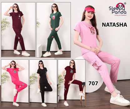 707 Natasha Cargo Sleepy Panda Tencil Lycra Pyjama Night Suits Manufacturer India