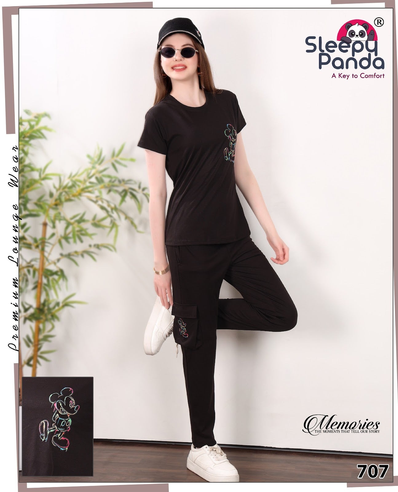 707 Natasha Cargo Sleepy Panda Tencil Lycra Pyjama Night Suits Manufacturer India