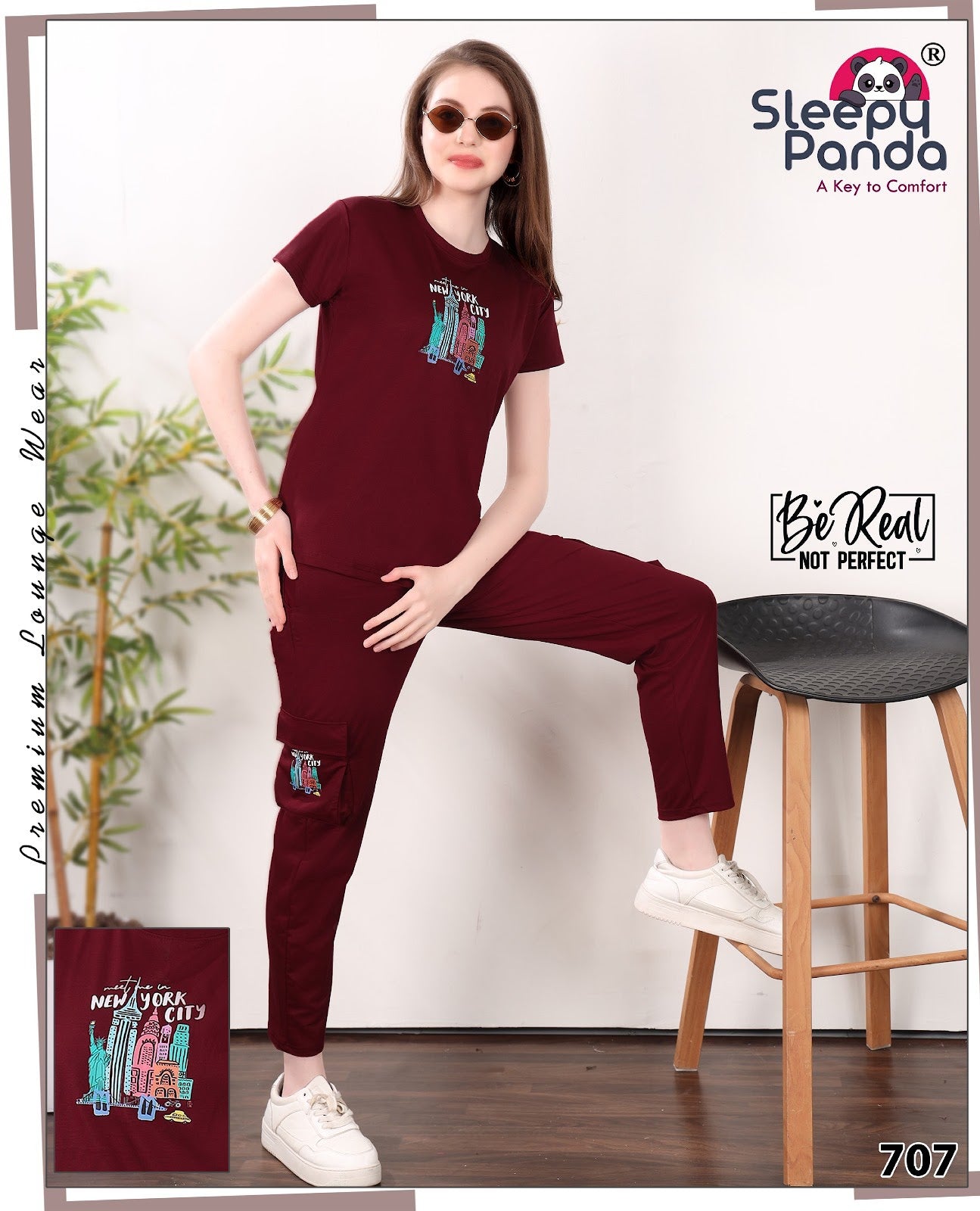 707 Natasha Cargo Sleepy Panda Tencil Lycra Pyjama Night Suits Manufacturer India