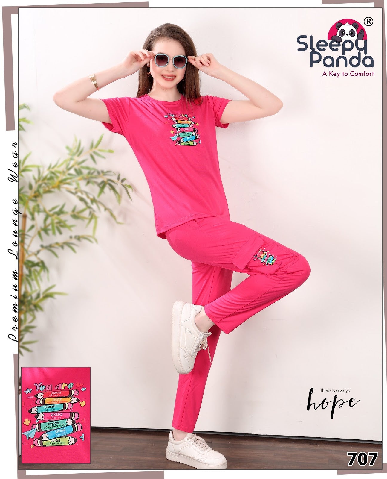707 Natasha Cargo Sleepy Panda Tencil Lycra Pyjama Night Suits Manufacturer India