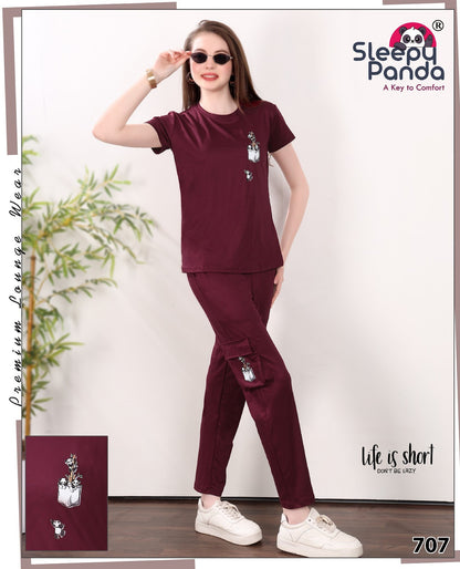 707 Natasha Cargo Sleepy Panda Tencil Lycra Pyjama Night Suits Manufacturer India