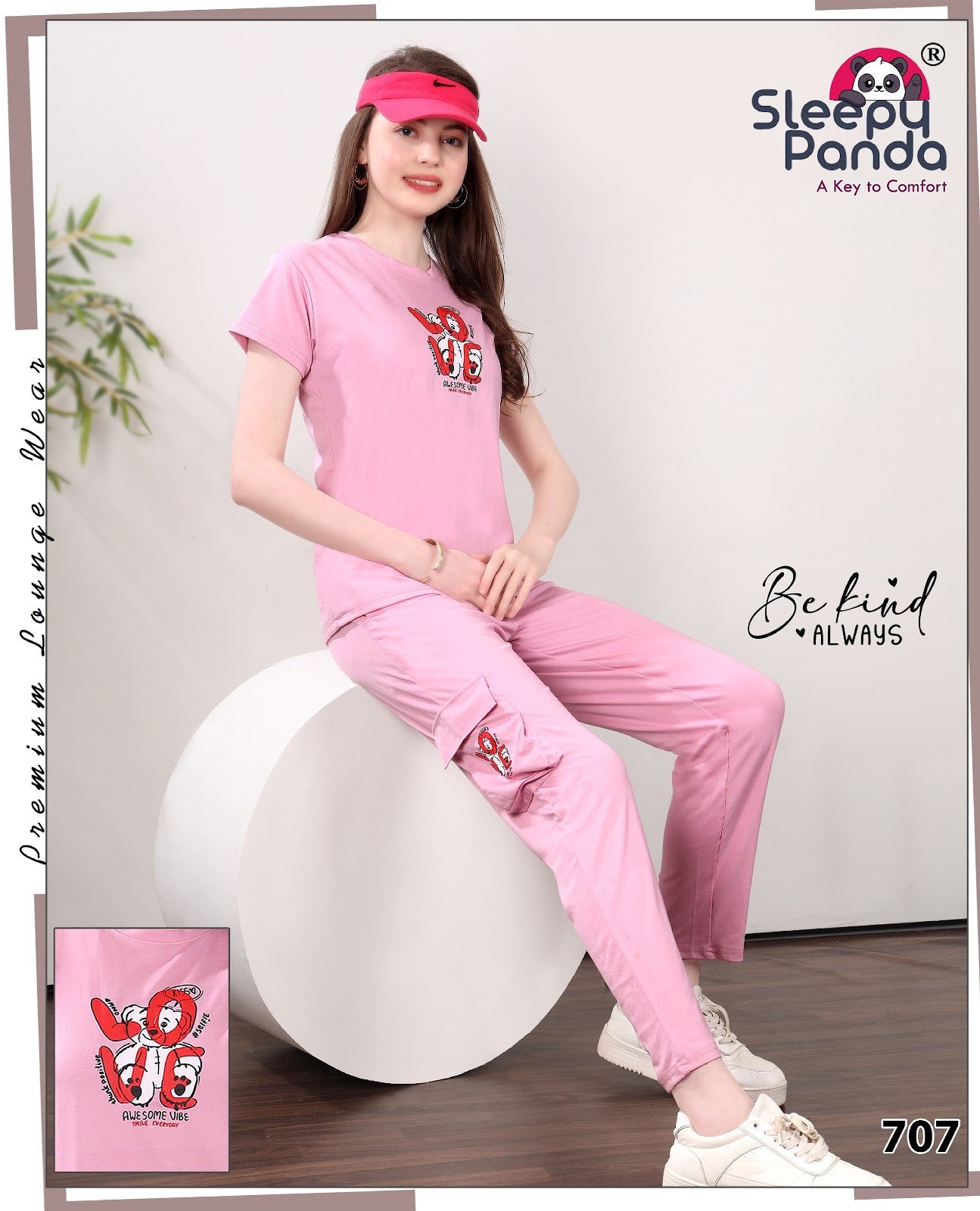 707 Natasha Cargo Sleepy Panda Tencil Lycra Pyjama Night Suits Manufacturer India