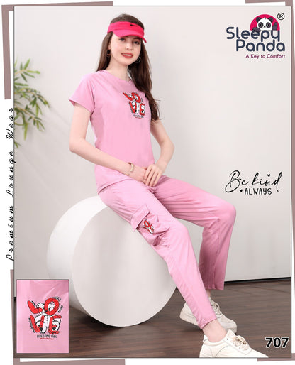 707 Natasha Cargo Sleepy Panda Tencil Lycra Pyjama Night Suits Manufacturer India