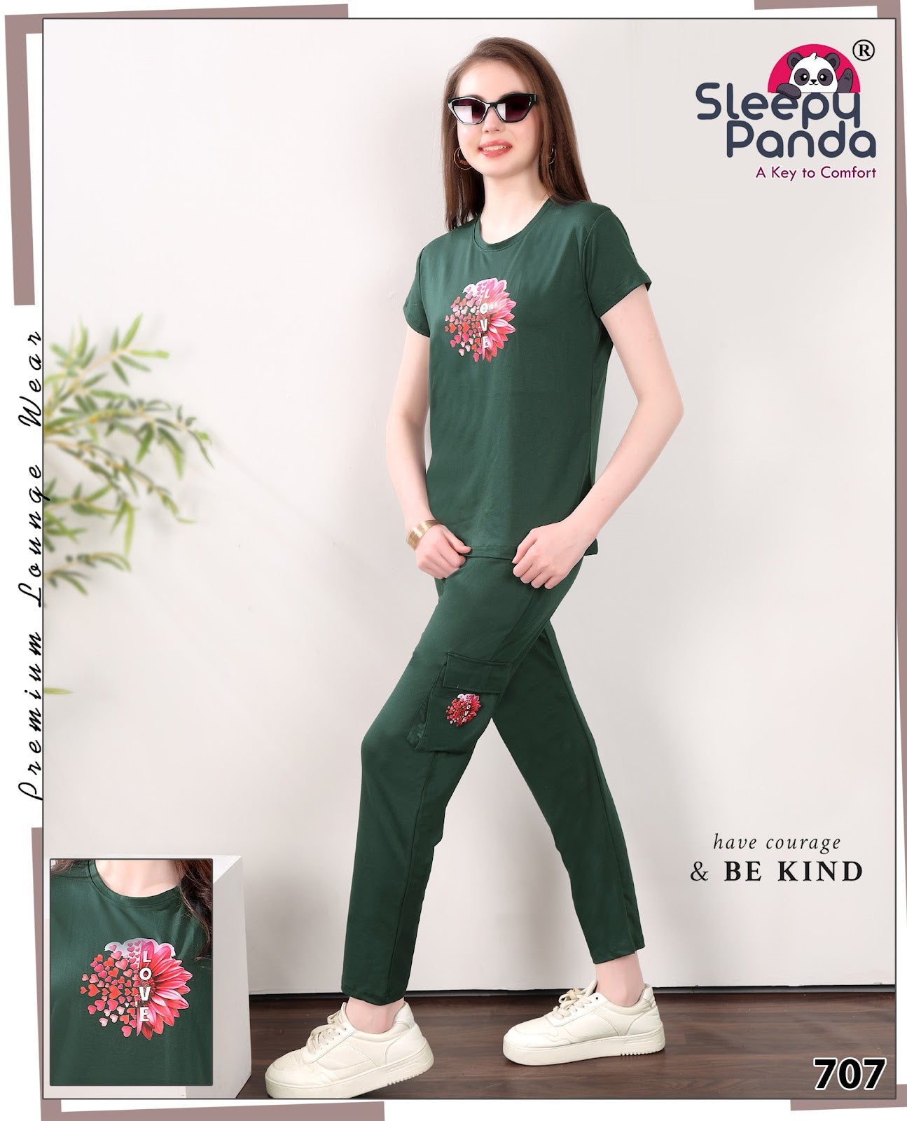 707 Natasha Cargo Sleepy Panda Tencil Lycra Pyjama Night Suits Manufacturer India