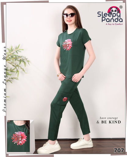 707 Natasha Cargo Sleepy Panda Tencil Lycra Pyjama Night Suits Manufacturer India