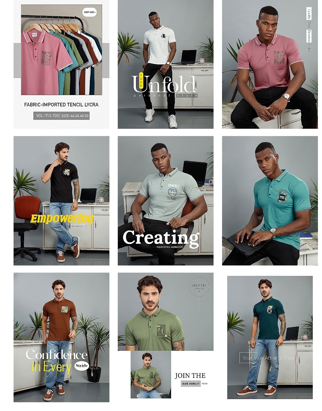 713-720 High Density Tencil Lycra Mens Tshirts Supplier Gujarat