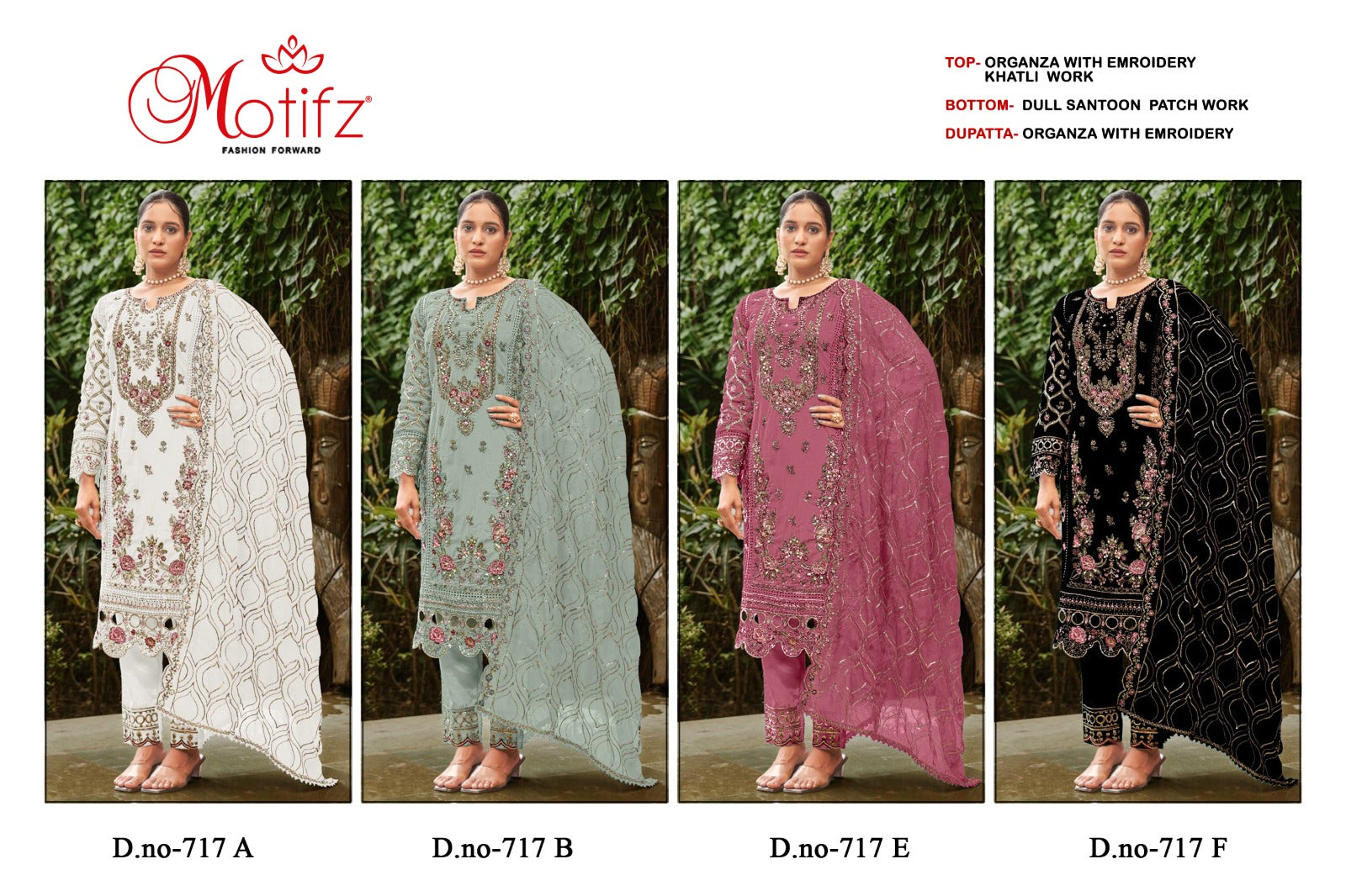 717 Abef Motifz Organza Pakistani Salwar Suits Wholesaler Ahmedabad