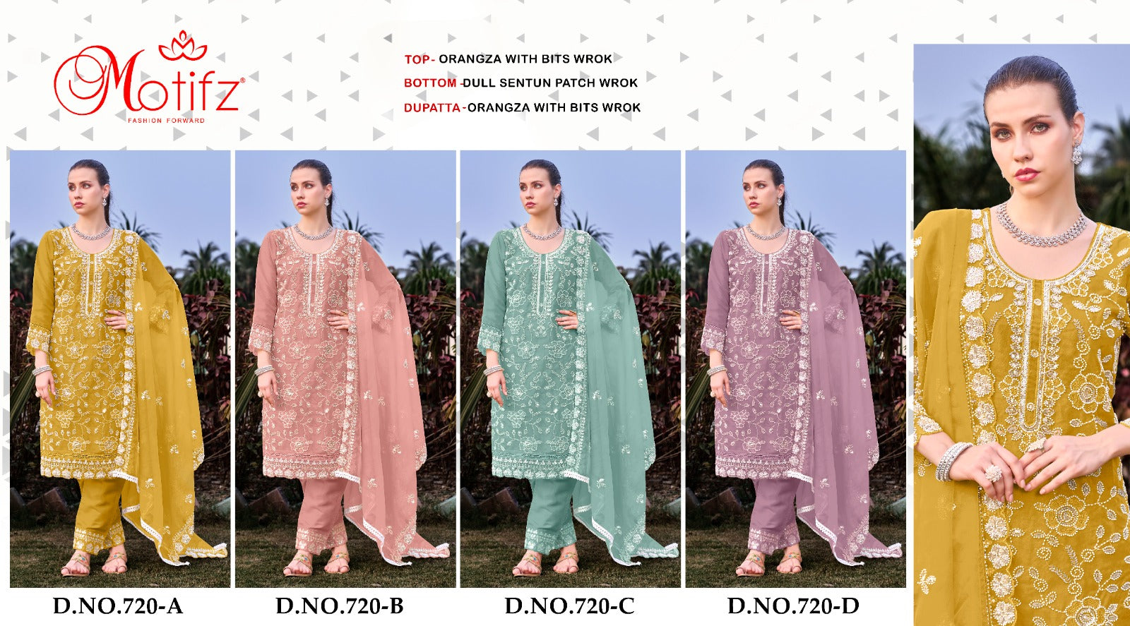 720 Abcd Motifz Organza Pakistani Salwar Suits Manufacturer India