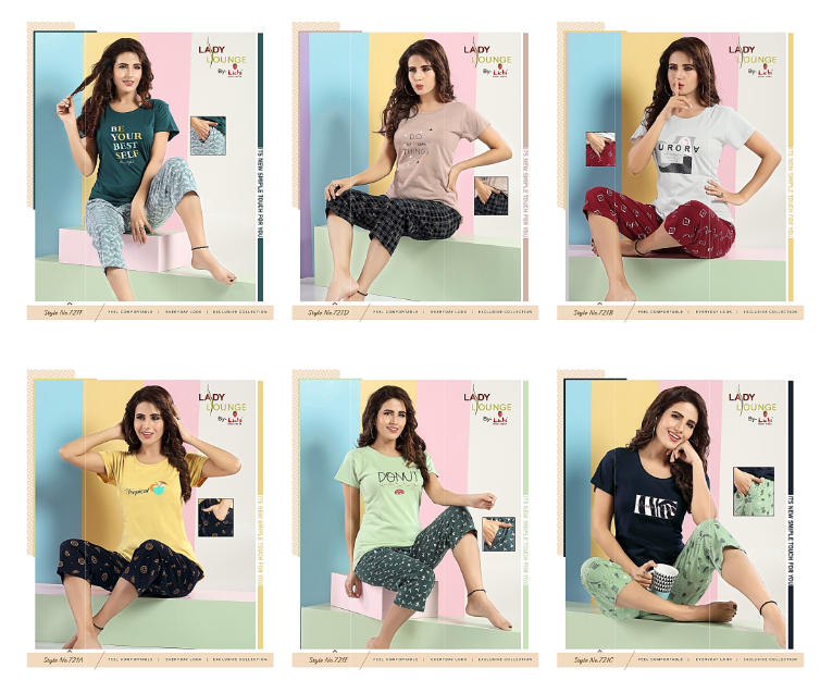 721 Lichi Hosiery Cotton Capri Night Suits Wholesaler Gujarat