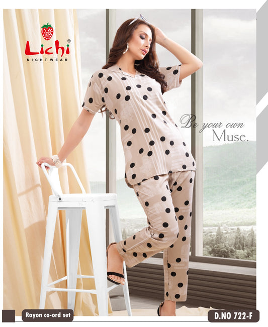 722 Lichi Rayon Co Ord Set Wholesaler India