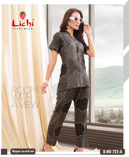 722 Lichi Rayon Co Ord Set Wholesaler India