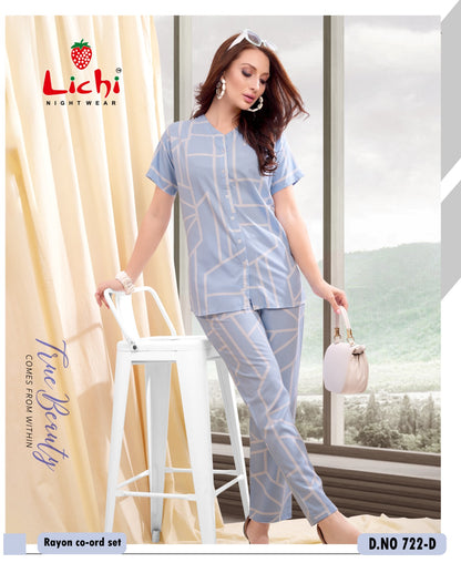 722 Lichi Rayon Co Ord Set Wholesaler India