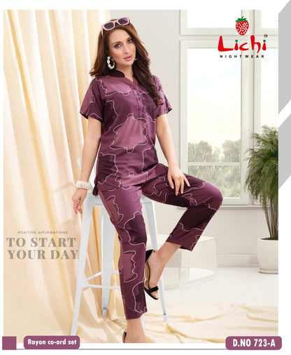 723 Lichi Rayon Co Ord Set Exporter India