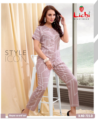 723 Lichi Rayon Co Ord Set Exporter India