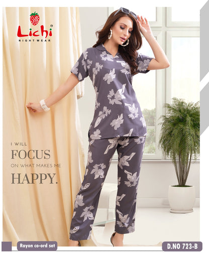 723 Lichi Rayon Co Ord Set Exporter India