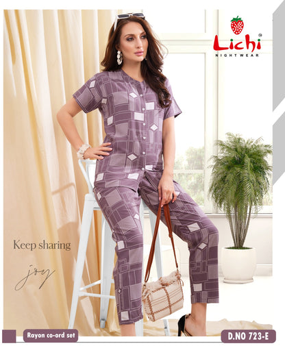 723 Lichi Rayon Co Ord Set Exporter India
