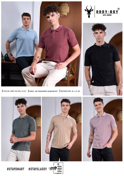 723 Spe 19-22 Polo Oddy Boy Jacquard Knit Mens Tshirts Wholesaler Gujarat