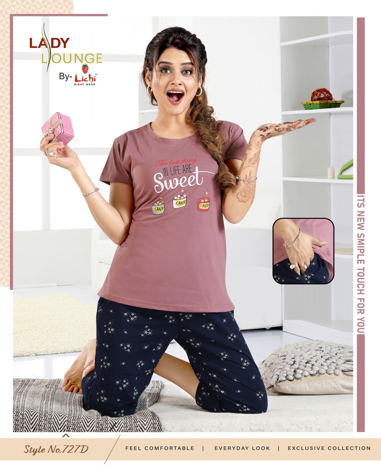 727 Lichi Hosiery Capri Night Suits Manufacturer