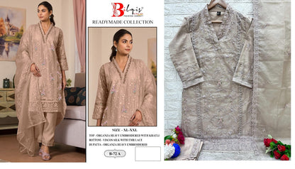 72 Bilqis Organza Pakistani Readymade Suits Wholesale