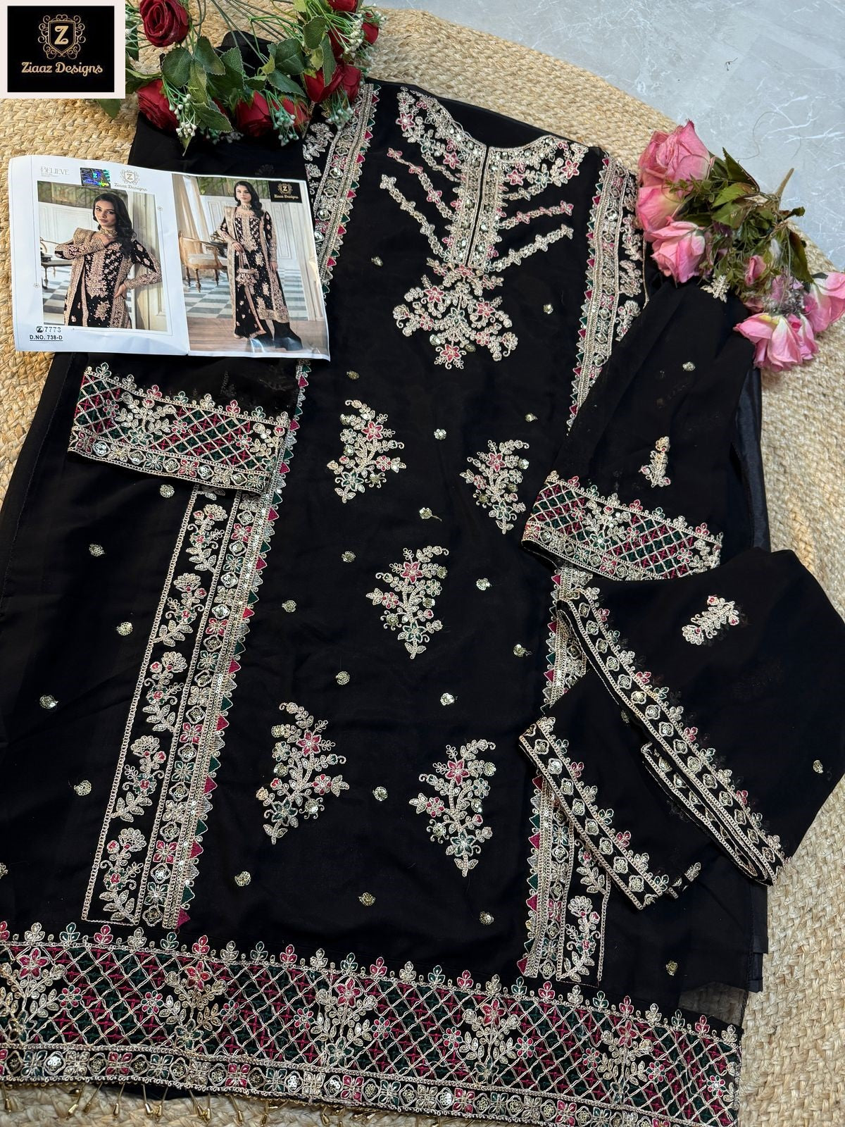 738Abcd Ziaaz Designs Georgette Pakistani Salwar Suits Wholesale Rate