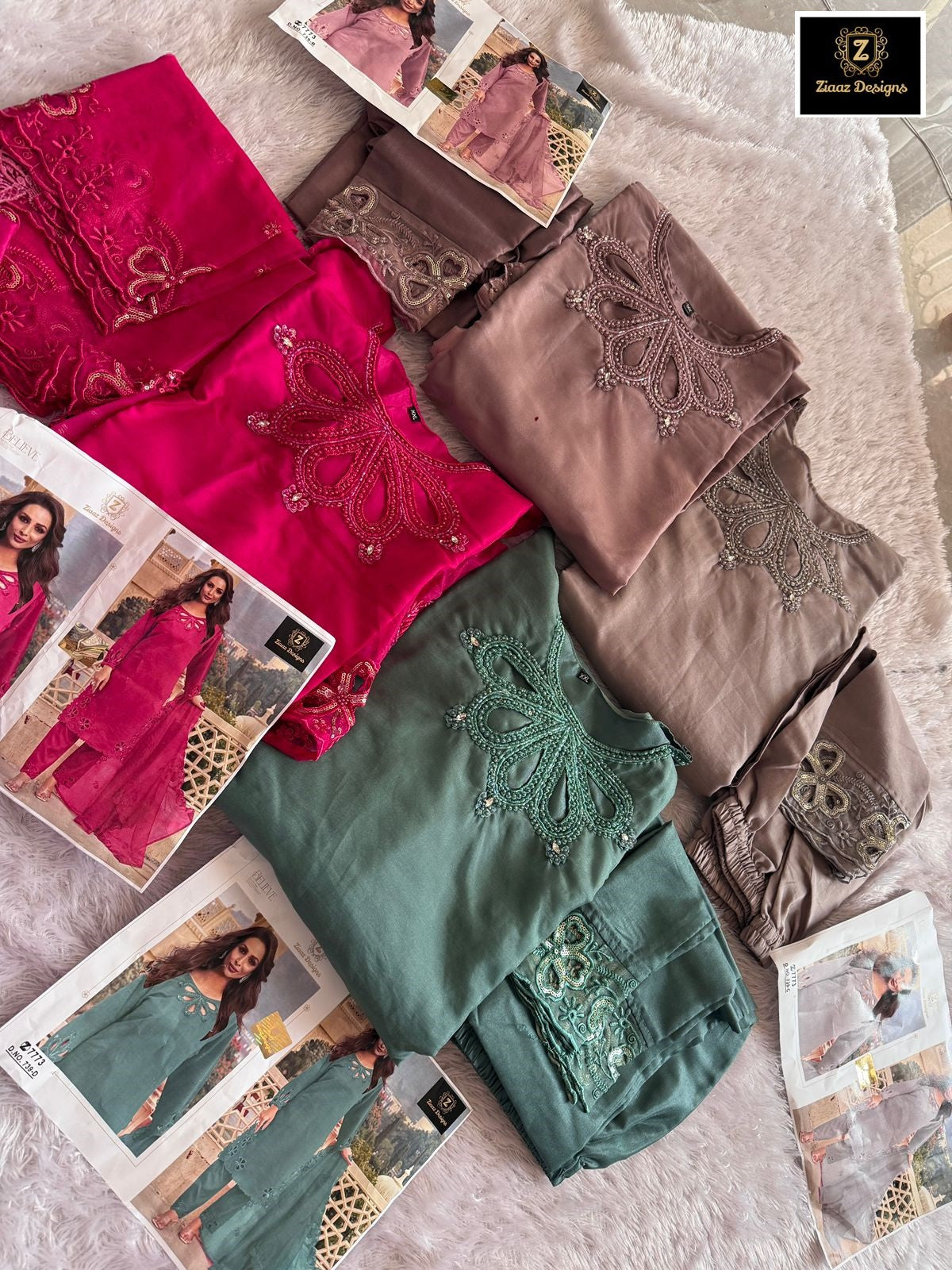 739Abcd Ziaaz Designs Organza Pakistani Salwar Suits Exporter