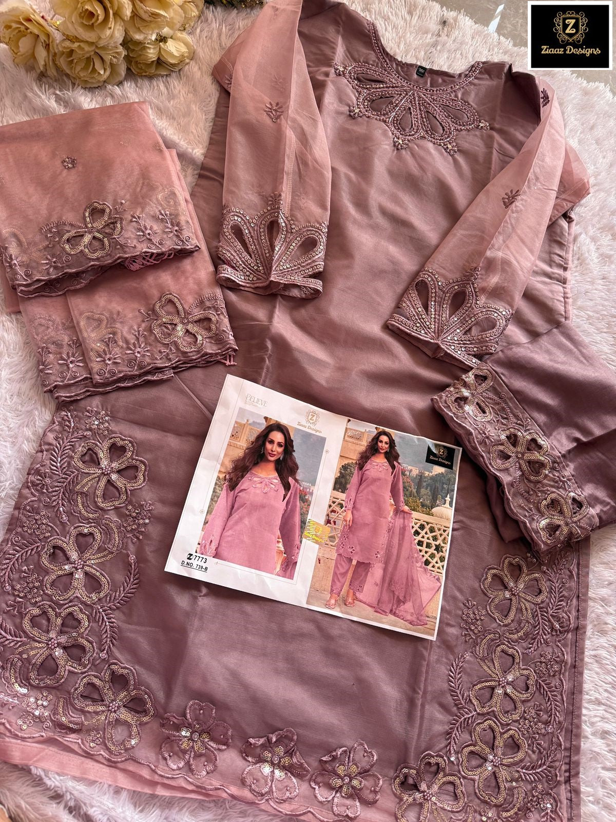 739Abcd Ziaaz Designs Organza Pakistani Salwar Suits Exporter