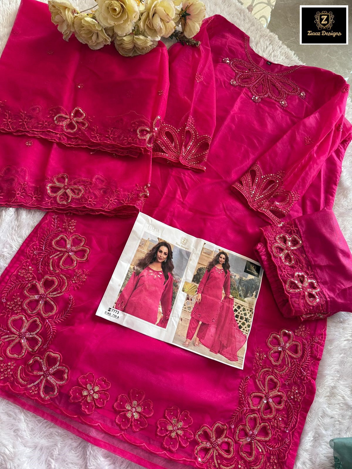 739Abcd Ziaaz Designs Organza Pakistani Salwar Suits Exporter
