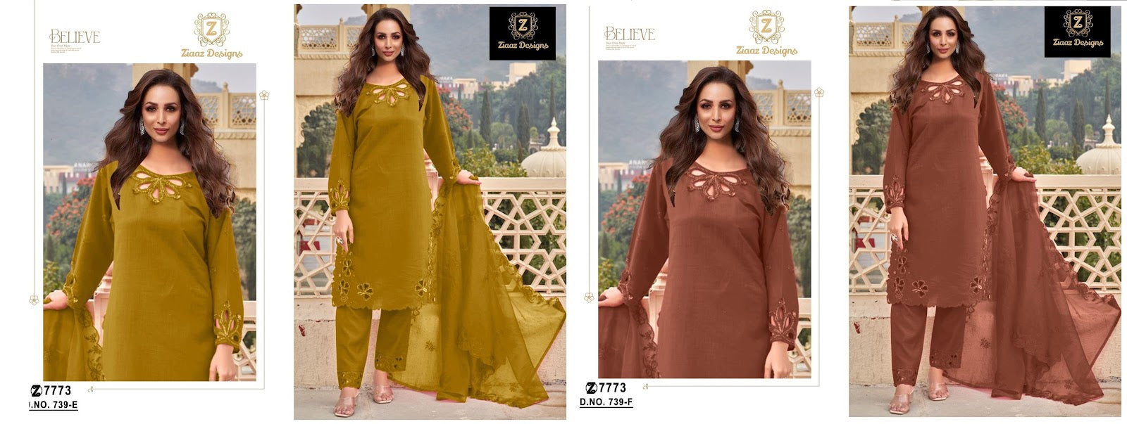 739Ef Ziaaz Designs Organza Pakistani Salwar Suits Wholesaler India