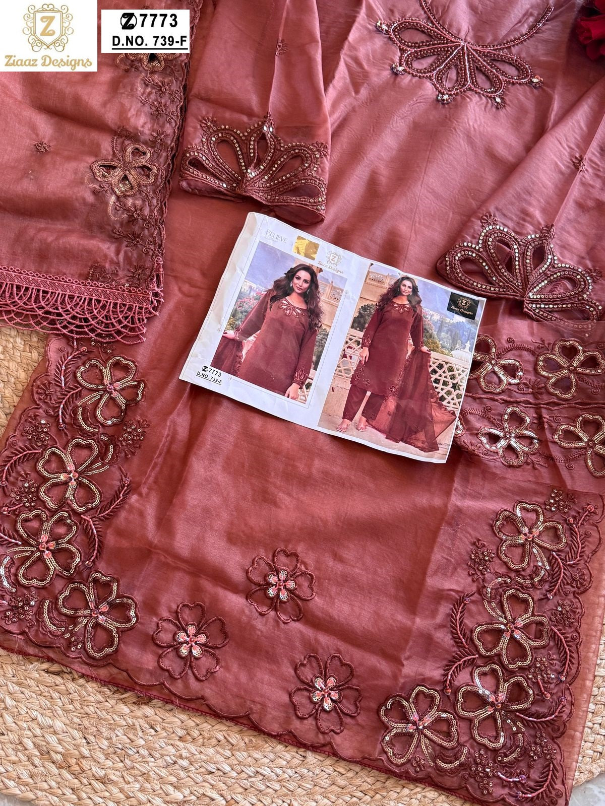 739Ef Ziaaz Designs Organza Pakistani Salwar Suits Wholesaler India