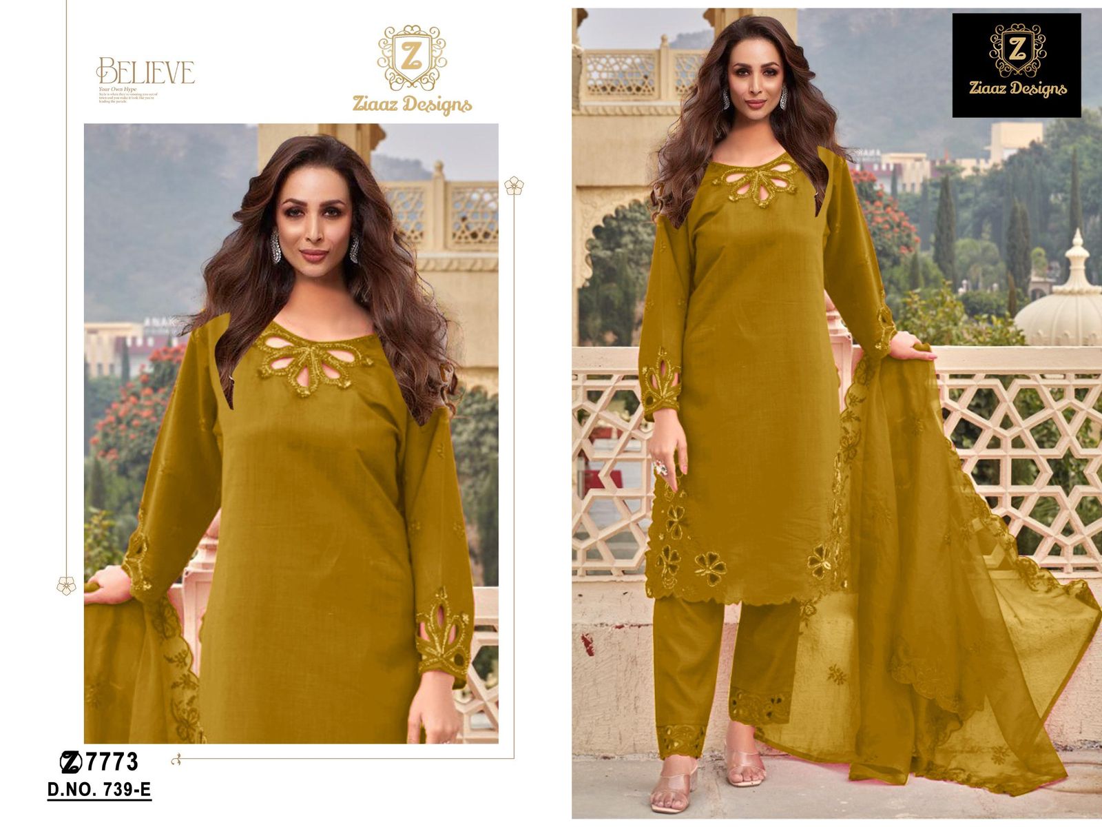 739Ef Ziaaz Designs Organza Pakistani Salwar Suits Wholesaler India