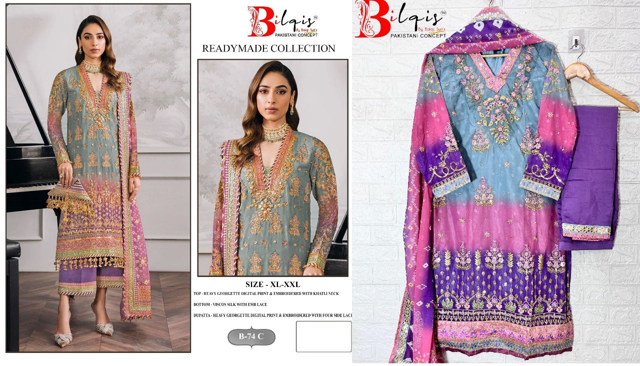 74 Bilqis Fox Georgette Pakistani Readymade Suits Exporter Ahmedabad
