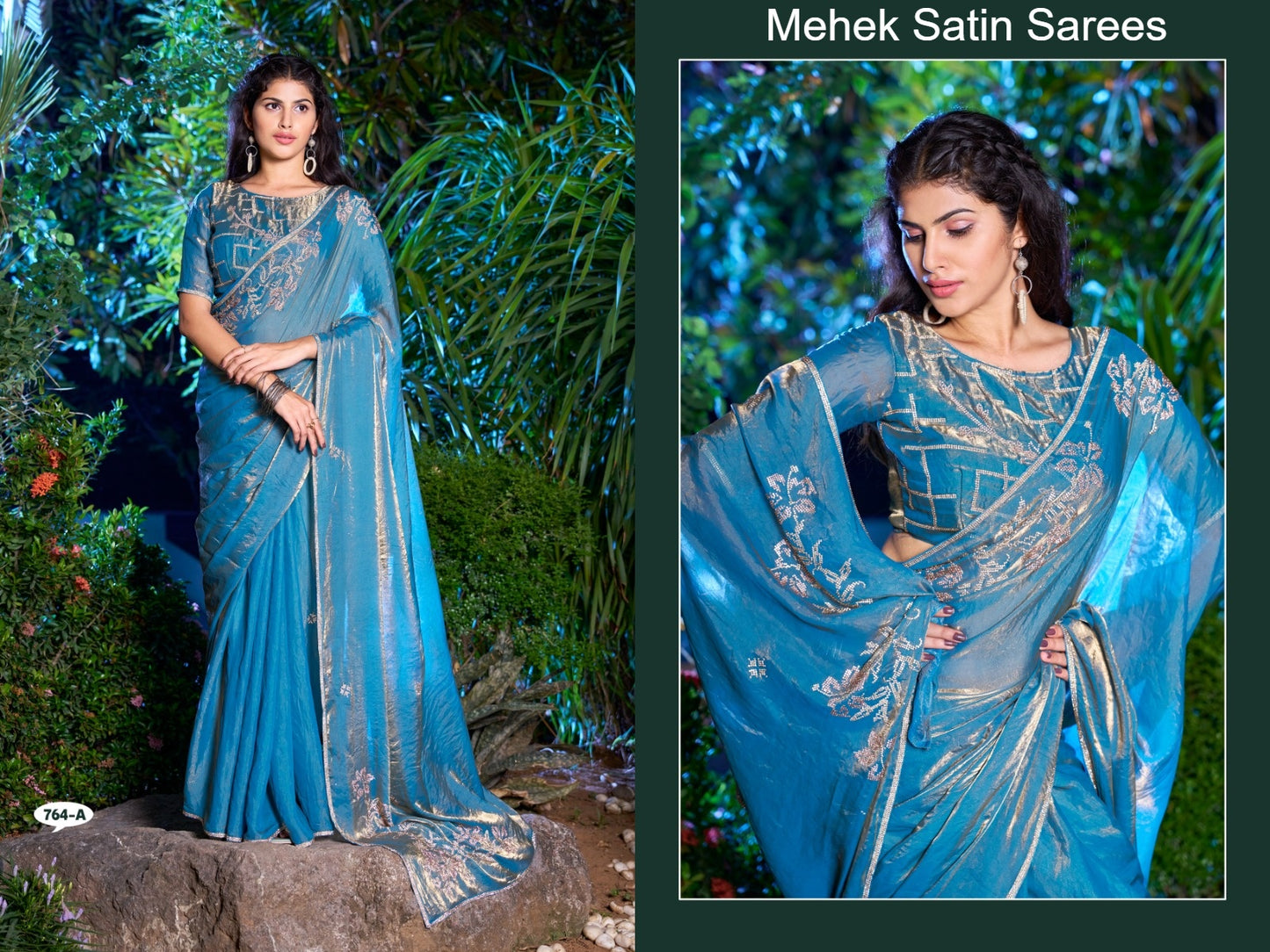 764A To 764D Mehek Satin Sarees Supplier Ahmedabad