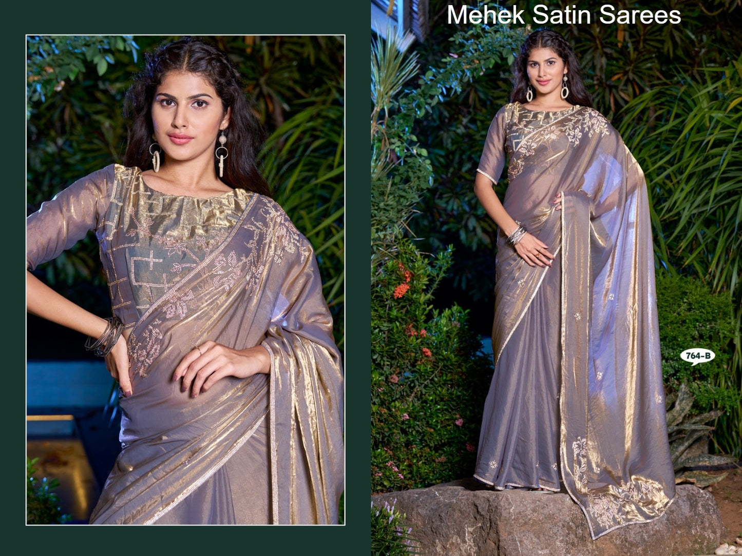 764A To 764D Mehek Satin Sarees Supplier Ahmedabad