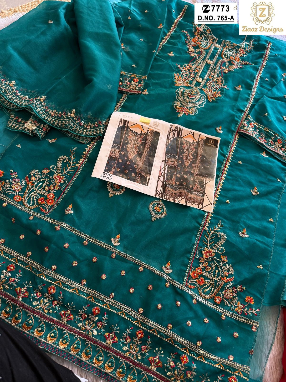 765Ab Ziaaz Designs Organza Pakistani Salwar Suits Exporter India