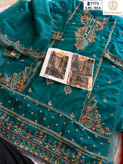 765Ab Ziaaz Designs Organza Pakistani Salwar Suits Exporter India