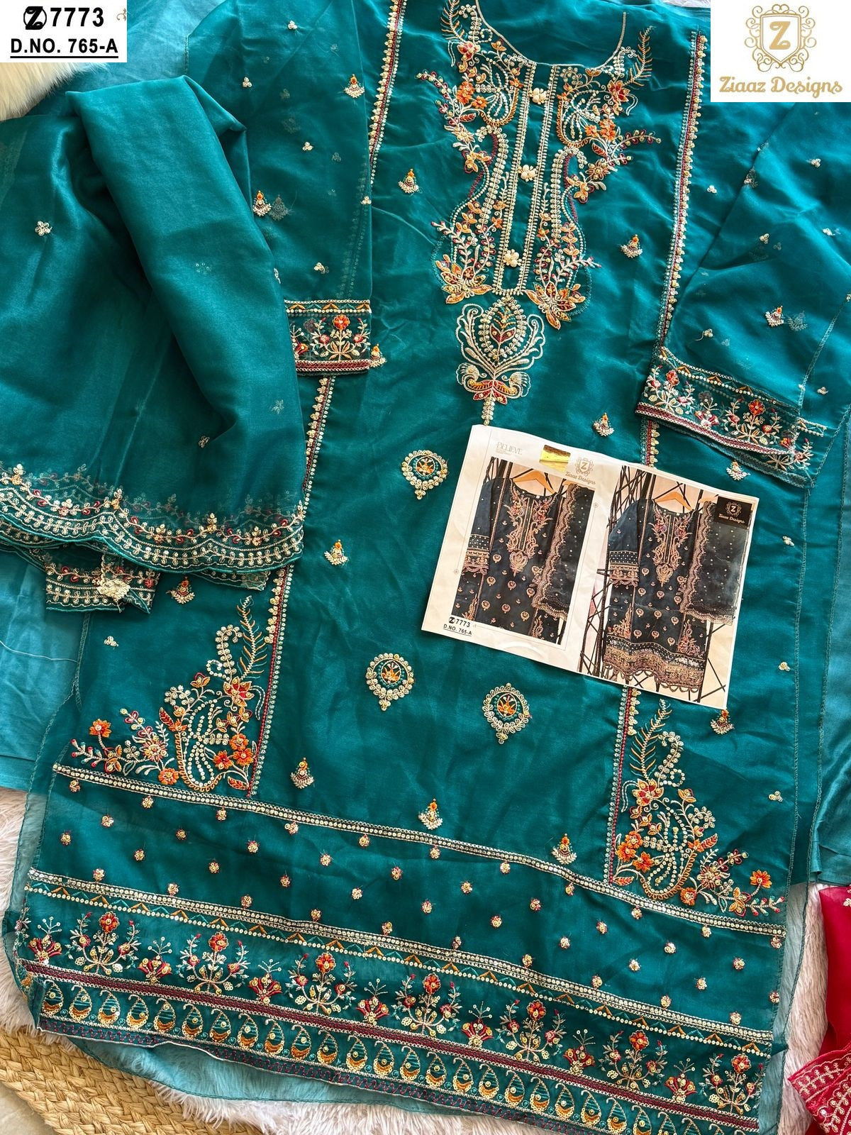 765Ab Ziaaz Designs Organza Pakistani Salwar Suits Exporter India
