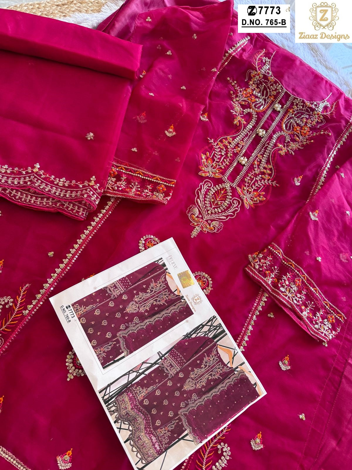 765Ab Ziaaz Designs Organza Pakistani Salwar Suits Exporter India