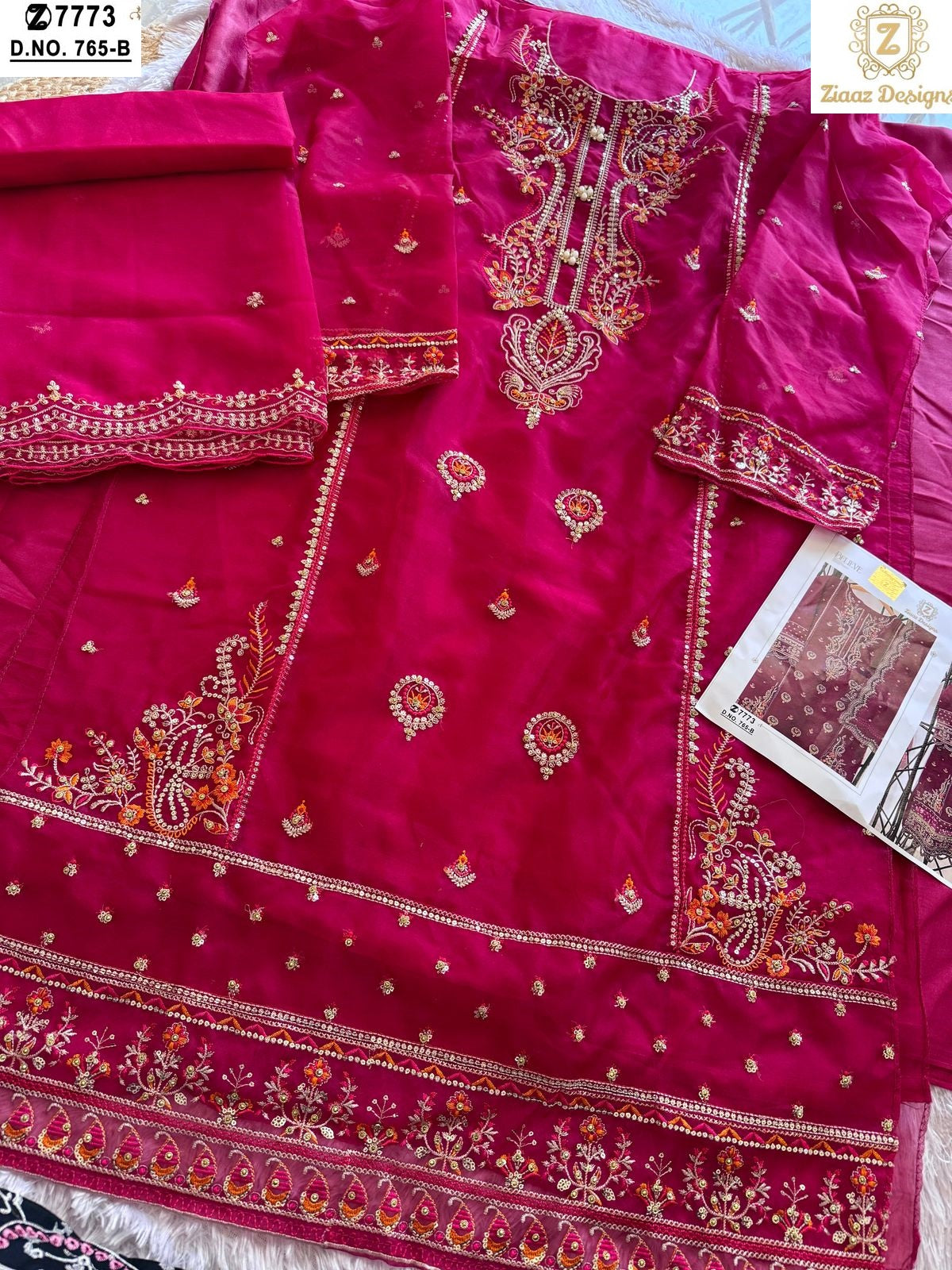 765Ab Ziaaz Designs Organza Pakistani Salwar Suits Exporter India