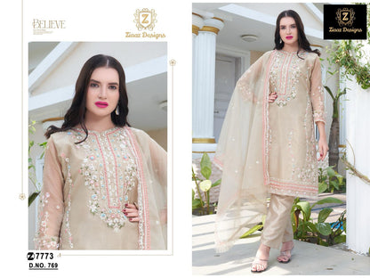 769-769B Ziaaz Designs Organza Pakistani Salwar Suits Wholesale Price