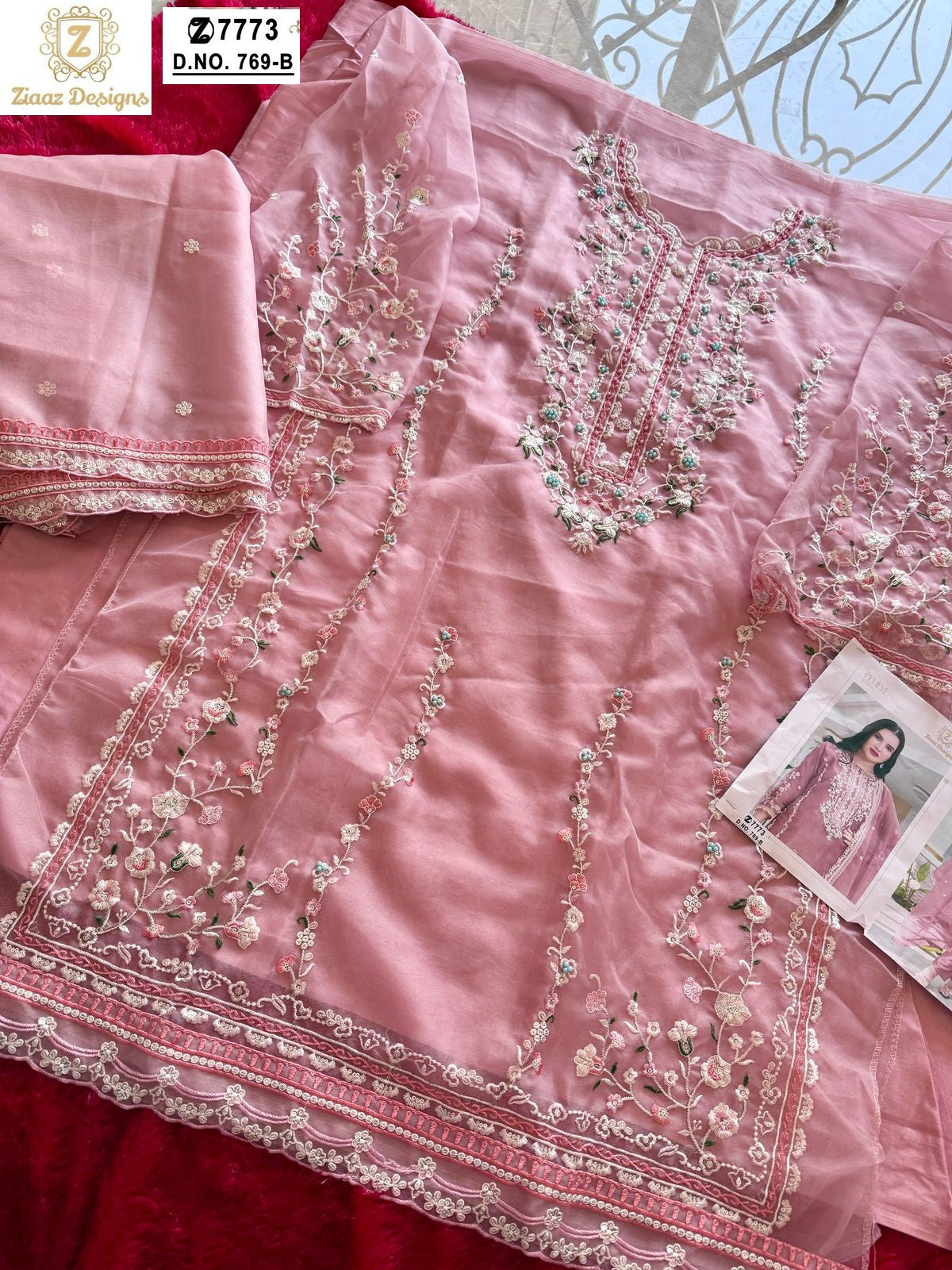 769-769B Ziaaz Designs Organza Pakistani Salwar Suits Wholesale Price