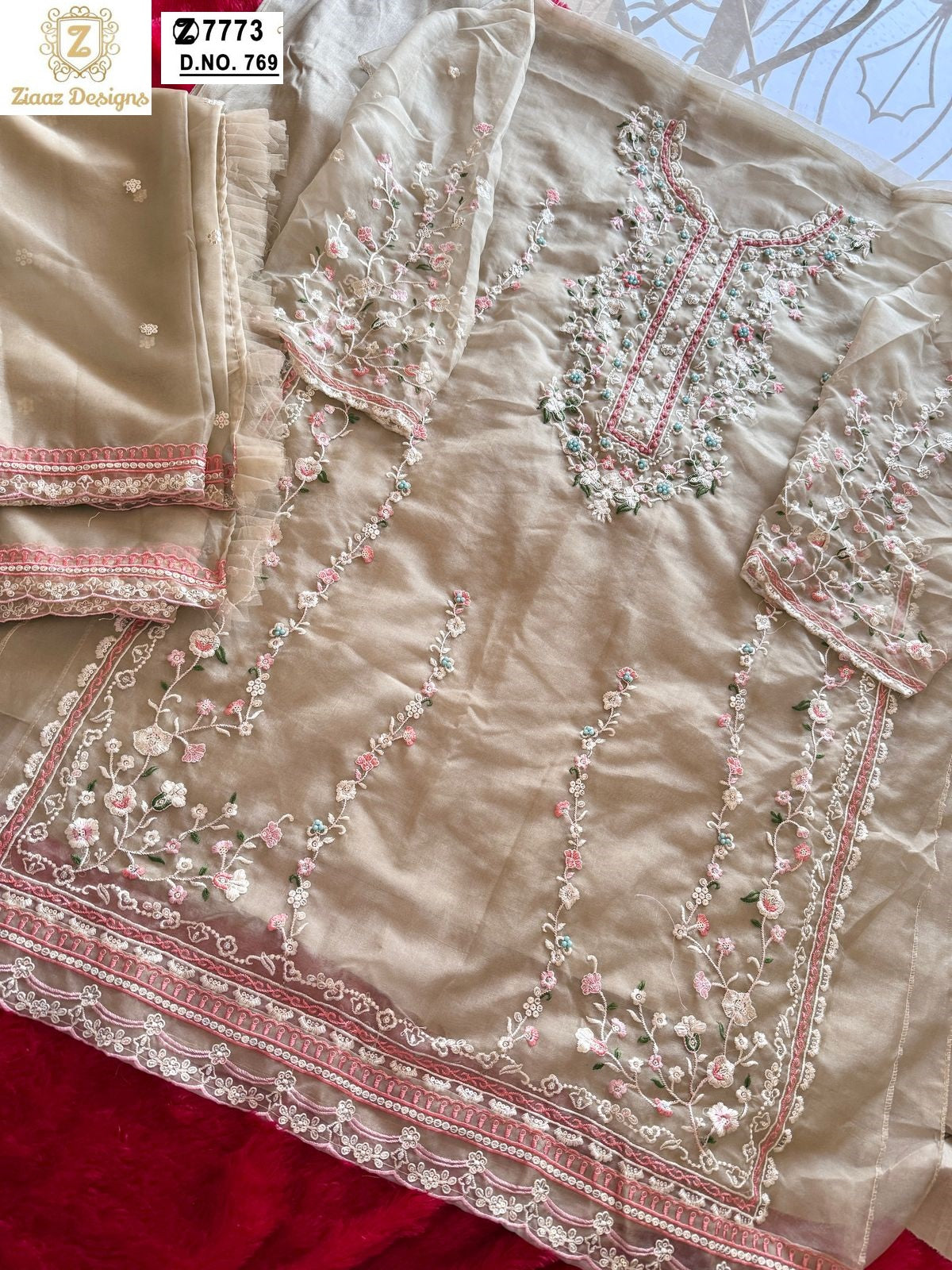 769-769B Ziaaz Designs Organza Pakistani Salwar Suits Wholesale Price