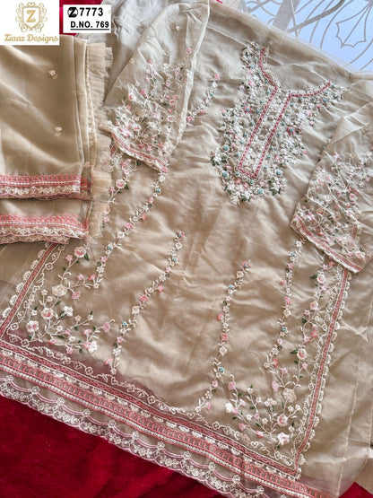 769-769B Ziaaz Designs Organza Pakistani Salwar Suits Wholesale Price