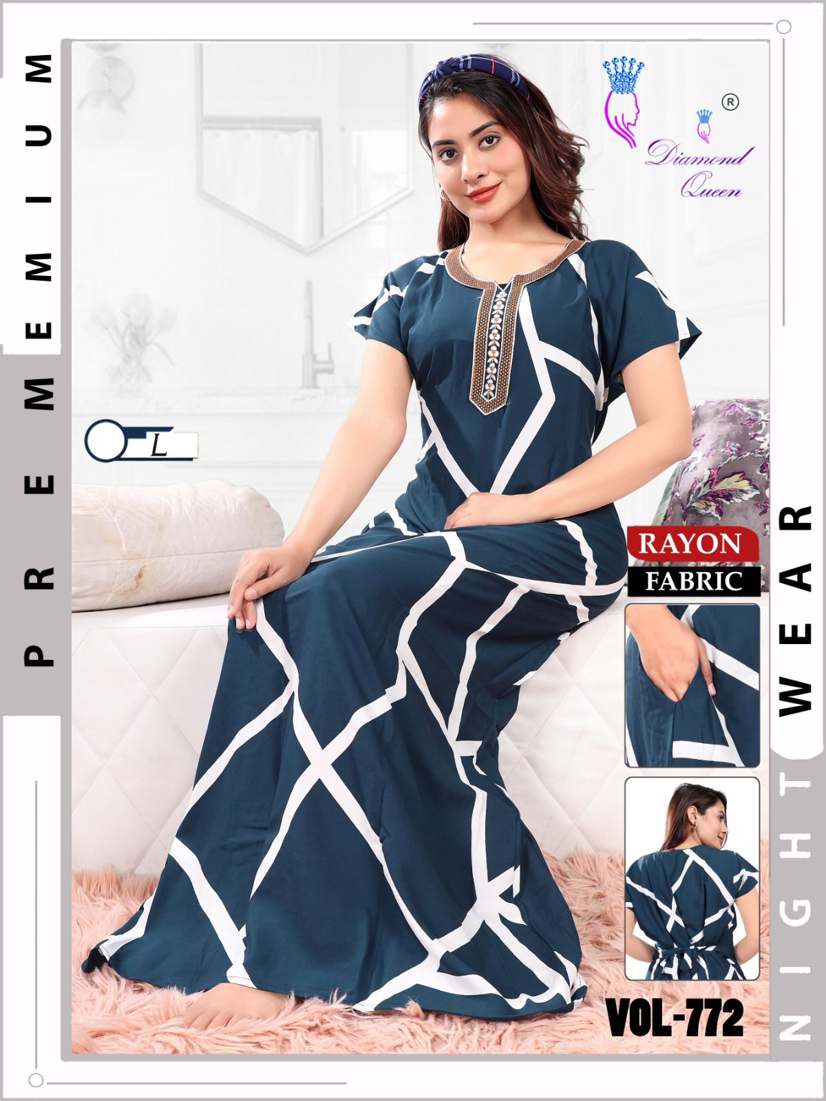 771-772 Diamond Queen Fancy Rayon Night Gowns