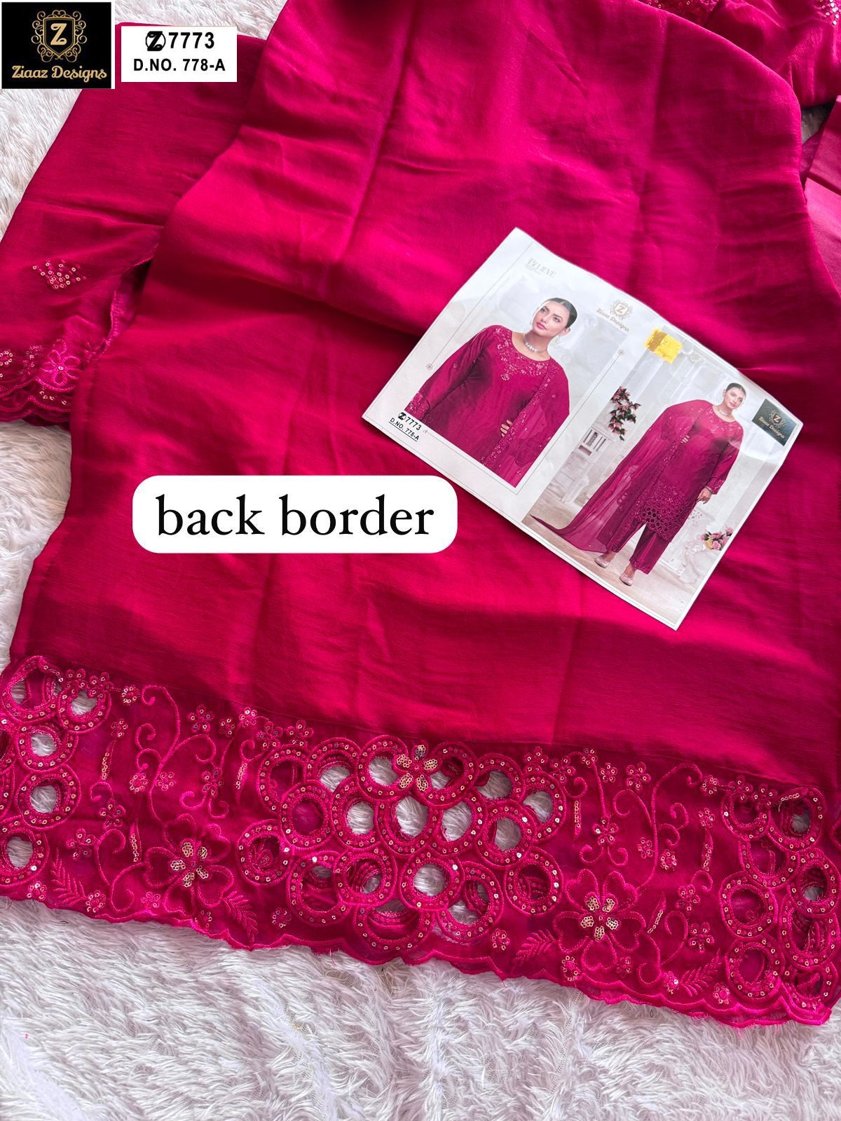 778Abcd Ziaaz Designs Pure Crinckle Chiffon Pakistani Salwar Suits Supplier Gujarat